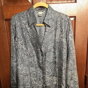 COPY - Women’s XL long sleeve blouse. Winter Silks Blue